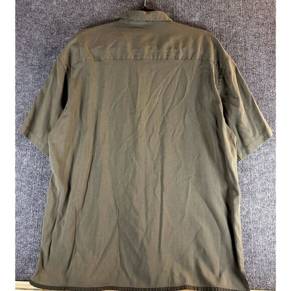 Perry Ellis Olive Mens Short Sleeve Button Down Shirt - Picture 3 of 3